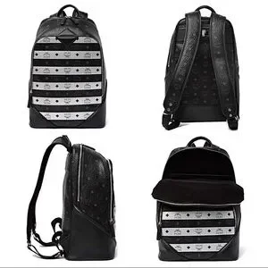 NWT MCM Large Leather Logo Backpack MCM Large Brandenburg Backpack in Visetos and Nappa Leather  main image 4
